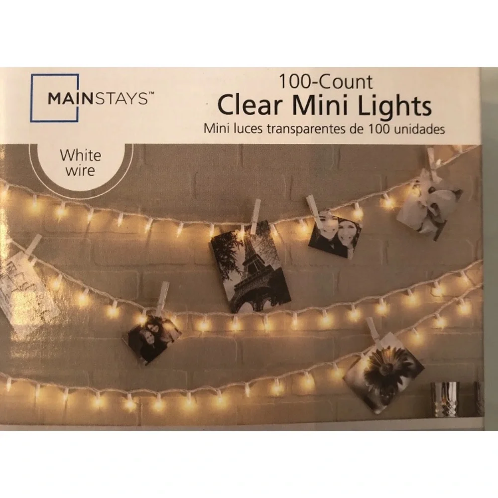4x Mainstays 100ct Clear Mini Lights White Wire Indoor/Outdoor 22.5ft Holiday